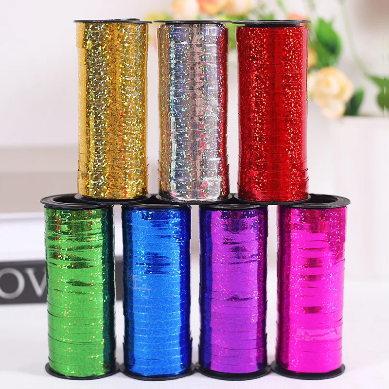 

100yards laser ribbon new tube wedding balloons ribbons grosgrain 5mm DIY wedding room layout decoration Party tapes for crafts