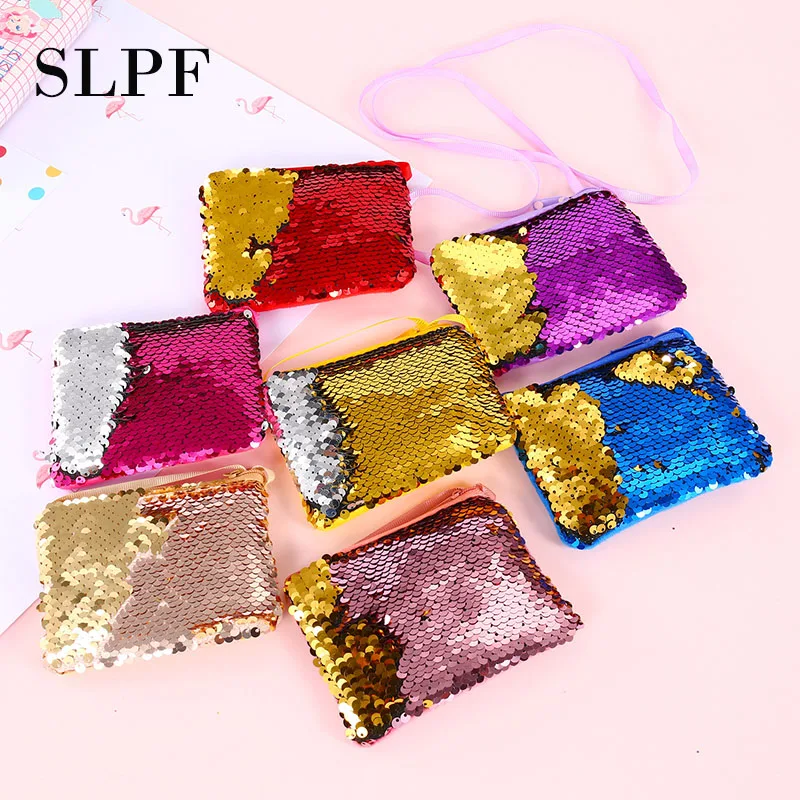 SLPF Plush Wallet Mermaid Sequins Fashion Ladies Storage Bag Key Ring Coin Pack Plush Square Girl 1
