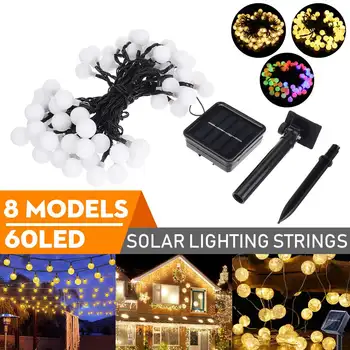 

8 Model 60 LEDs Solar Lamps string fairy light solar light festoon globe ball string light garland garden party decor waterproof