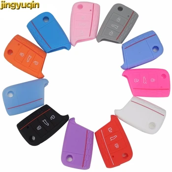 

Jingyuqin for Volkswagen VW Golf 7 mk7 Skoda Octavia A7 Silicone Car Key Portection Case Cover Shell 1pc per set car accessories