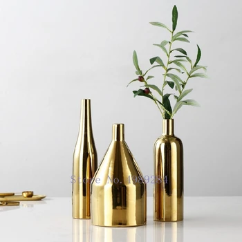

Nordic Creative ceramics Gold vase modern Home Flower arrangement accessories Crafts Desktop decoration gold vases flowers