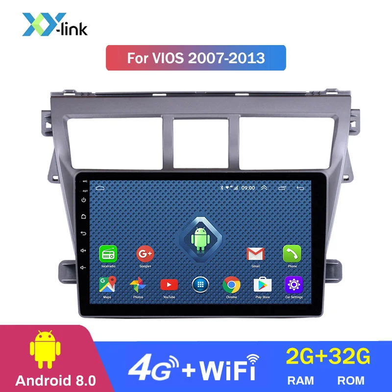 4 CORES 2G RAM 9 дюймов ips 2.5D Android 8,1 автомобильный dvd мультимедийный плеер gps для Toyota Vios Yaris Belta автомобильный gps-навигация, радио, стерео - Цвет: 4 CORES 2G RAM