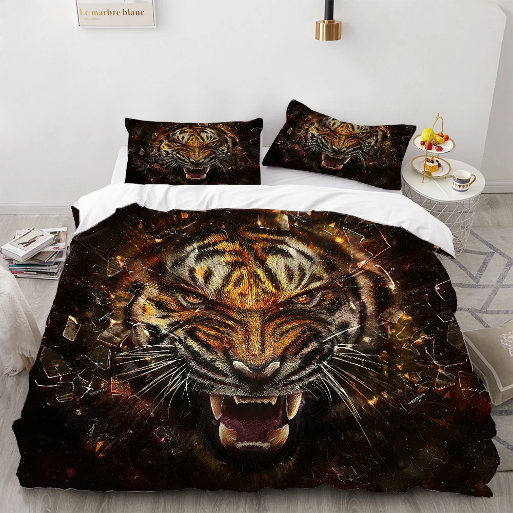 3d Colorful Tiger/Lion Bedding Set Stylish Comfortable Down Bedding Set Children Bedding Set Animal Printed Home Textile Set double duvet covers