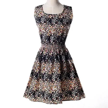 

GAOKE Women Dress New Fashion Floral Printed A-Line Summer Beach Dress Vestidos Female Robe Dress Hot Sale