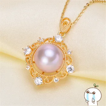 

925 Plating Silver Women Pendant Pearl or Round Bead Semi Mount Pendant fit Amber Turquoise Lapis Lazuli Setting