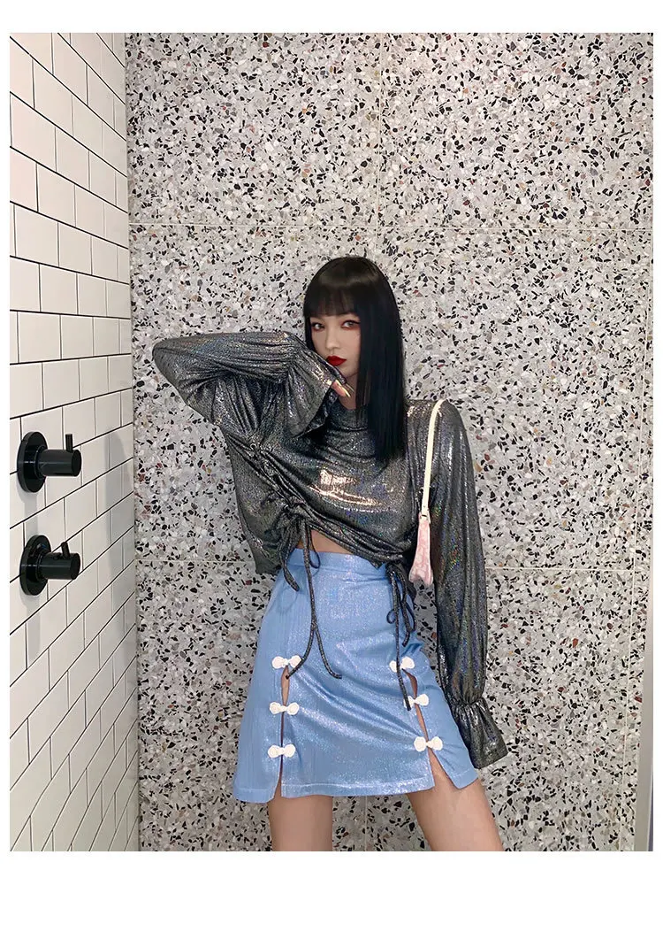 TVVOVVIN Sexy Pleated Drawstring Blouse Women Clothes Fashion Stand Collar Casual Match All Shirt Top Autumn New D245