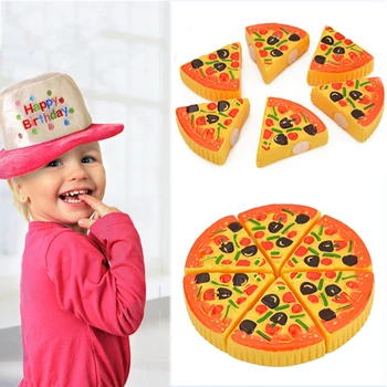 

Kids Toys Simulation Dinner Kitchen Play Toy Pizza Slices Toppings Childrens Funny Food Toys for Kids Christmas Birthday Giftx