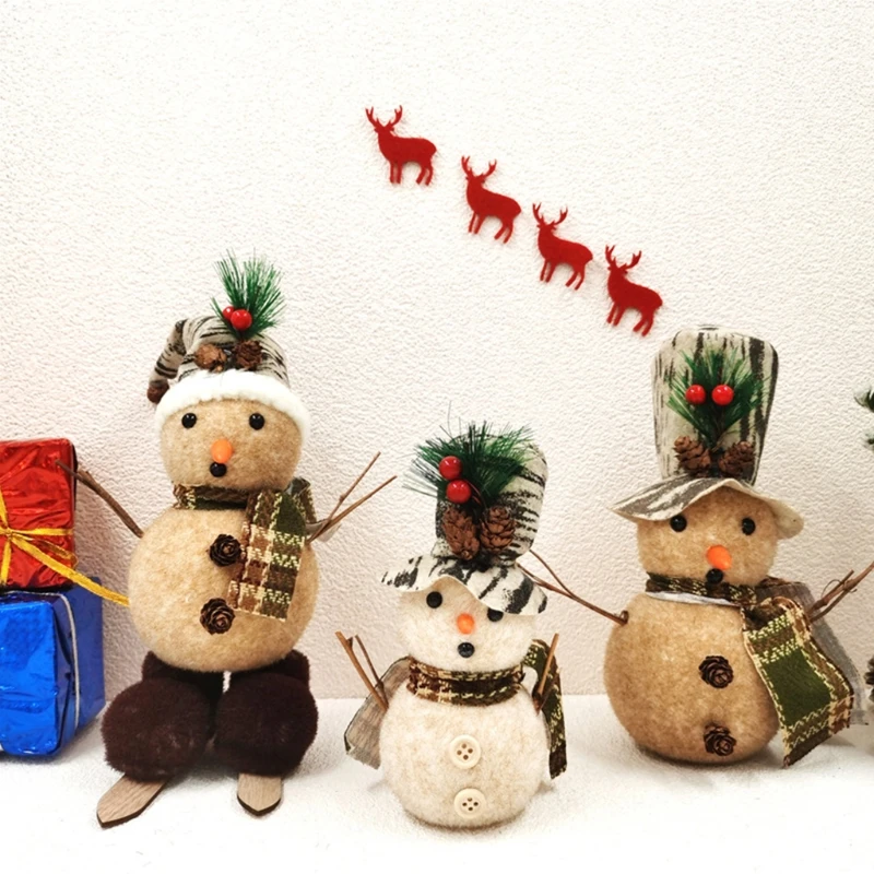 

Plush Snowman Standing Christmas Easter Gifts Dwarf Hat Doll Foam Felt Christmas Snowman Holiday Decorations Props