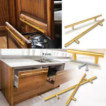 

2~14 Inches Stainless Steel Gold T-type Drawer Cabinet Wardrobe Door Furniture Handle Cabinet Pull In Stock