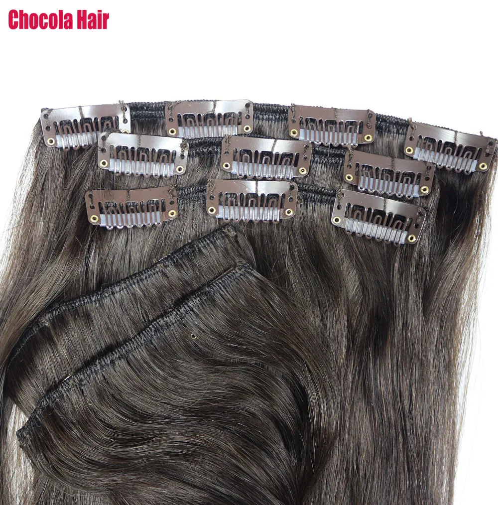 Chocola, бразильские волосы remy на всю голову, 7 шт. в наборе, 100 г, 1"-24", натуральные прямые человеческие волосы для наращивания на заколках