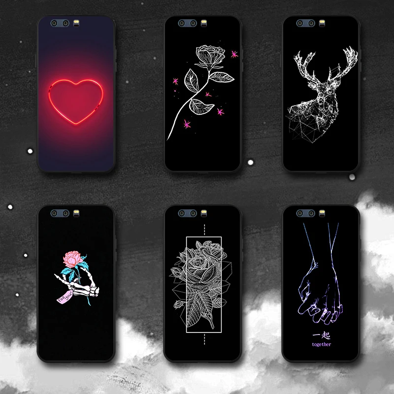 

TPU Phone Case For Huawei P30 P20 P10 P9 P8 Lite Cases Black Silicone Painted Cover For Huawei P30lite P20 Lite P10lite Covers