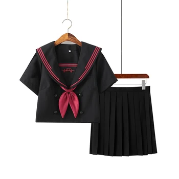 

Beating Heart Japanese School Uniforms For Girls Cute Sailor Tops Pleated Skirt Full Sets Cosplay JK Costume Series