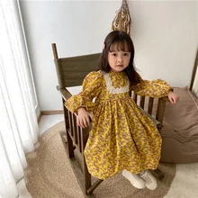 Платье с принтом в Корейском стиле для девочек модные хлопковые весенние платья для маленьких девочек детская одежда От 1 до 6 лет