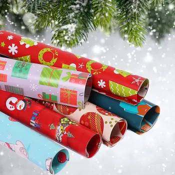 

10pcs Christmas Packaging Paper Roll Beautiful Printing Packing Paper Roll for Girl Woman Lady (Random Pattern, 52x75cm)