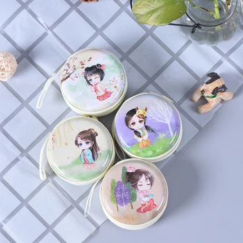 

4PC Portable Mini Round Classical Beauty Coin Purse Storage Box Candy Suitcase Cute Metal Candy Container Party/Wedding Gifts