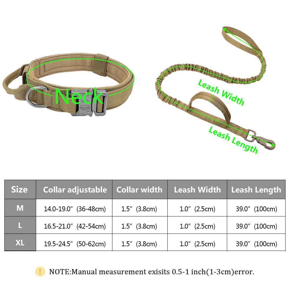 Military Tactical Dog Collar Elastic Bungee Leash  Collar Set Nylon Pet Collar Large Dogs Traning Collars For German Shepherd