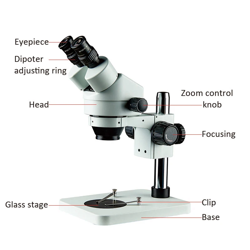  Binocular electronic Zoom Stereo Microscope 7X-45X Magnification WF10x Eyepiece 0.7X-4.5X Zoom Obje