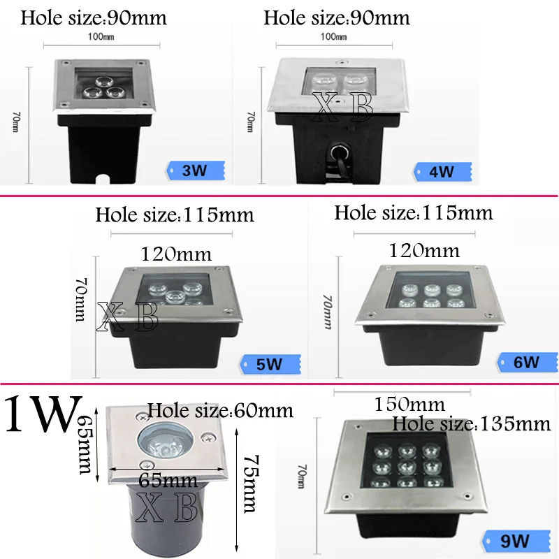 LED Outdoor Floor Light Underground Lights 1W 3W 4W 5W 6W Waterproof IP67 Square Led Buried Lamps Garden Light AC85-265V DC12V