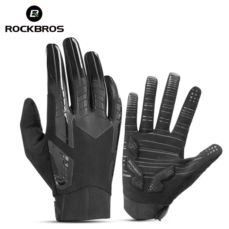 RockBros Winter Windproof Full Finger Fleece Warm Touch Screen Reflective Gloves 