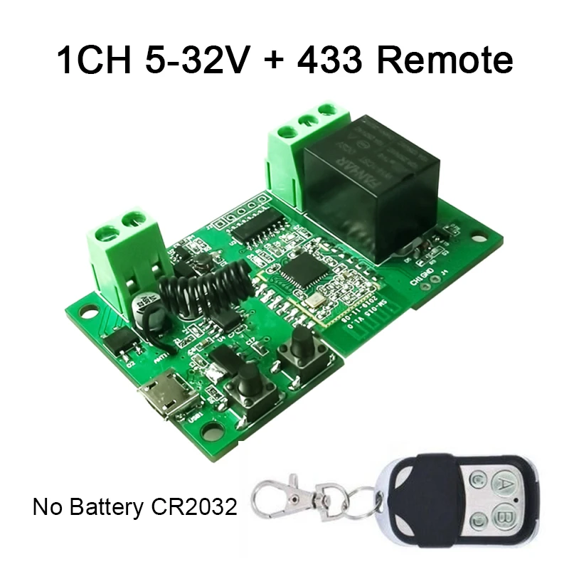 1/2CH Tuya Smart Zigbee Smart Light Switch Module DC 5/12/32V RF433 Receive 10A Relays Work With Alexa Google Assistant 