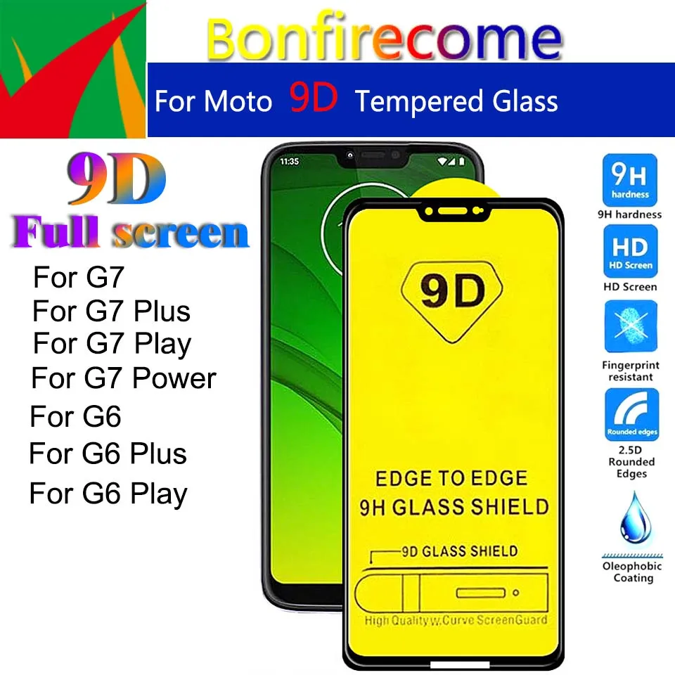 Закаленное стекло 9D для Motorola Moto G7 G6 Play Plus G7Power G7Play 10 шт./партия|Защитные стёкла и