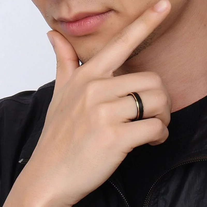 6mm Tungsten Carbide Ring for Men Gold Color Matte Brushed Wedding Band Engagement Ring Jewelry
