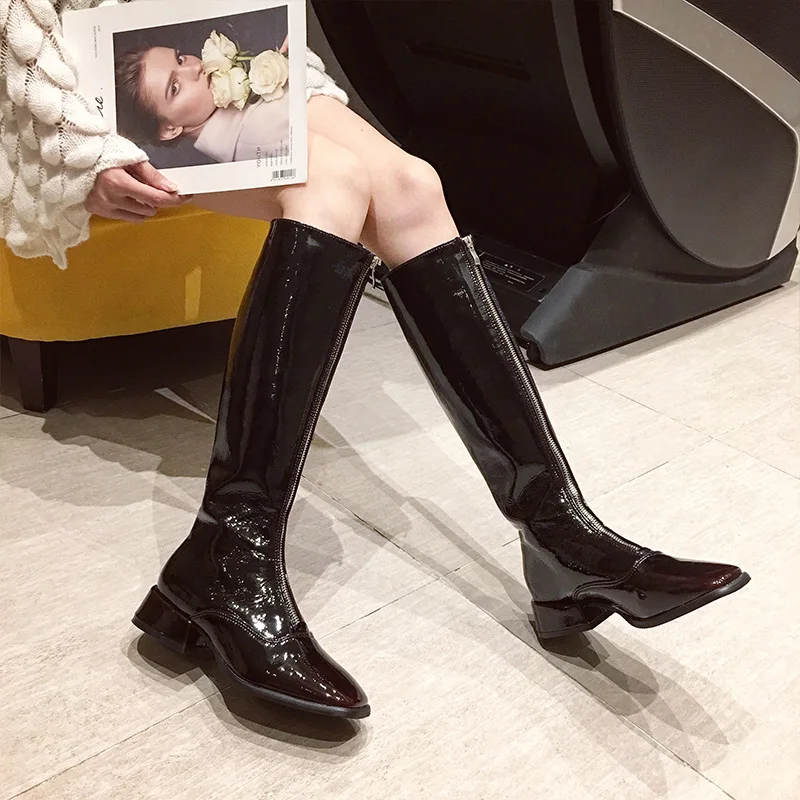 

Place of Origin Supply of Goods Thin Boots 2019 Autumn & Winter New Style Europe And America Zipper Knee-High Boots Flat Knee Bo