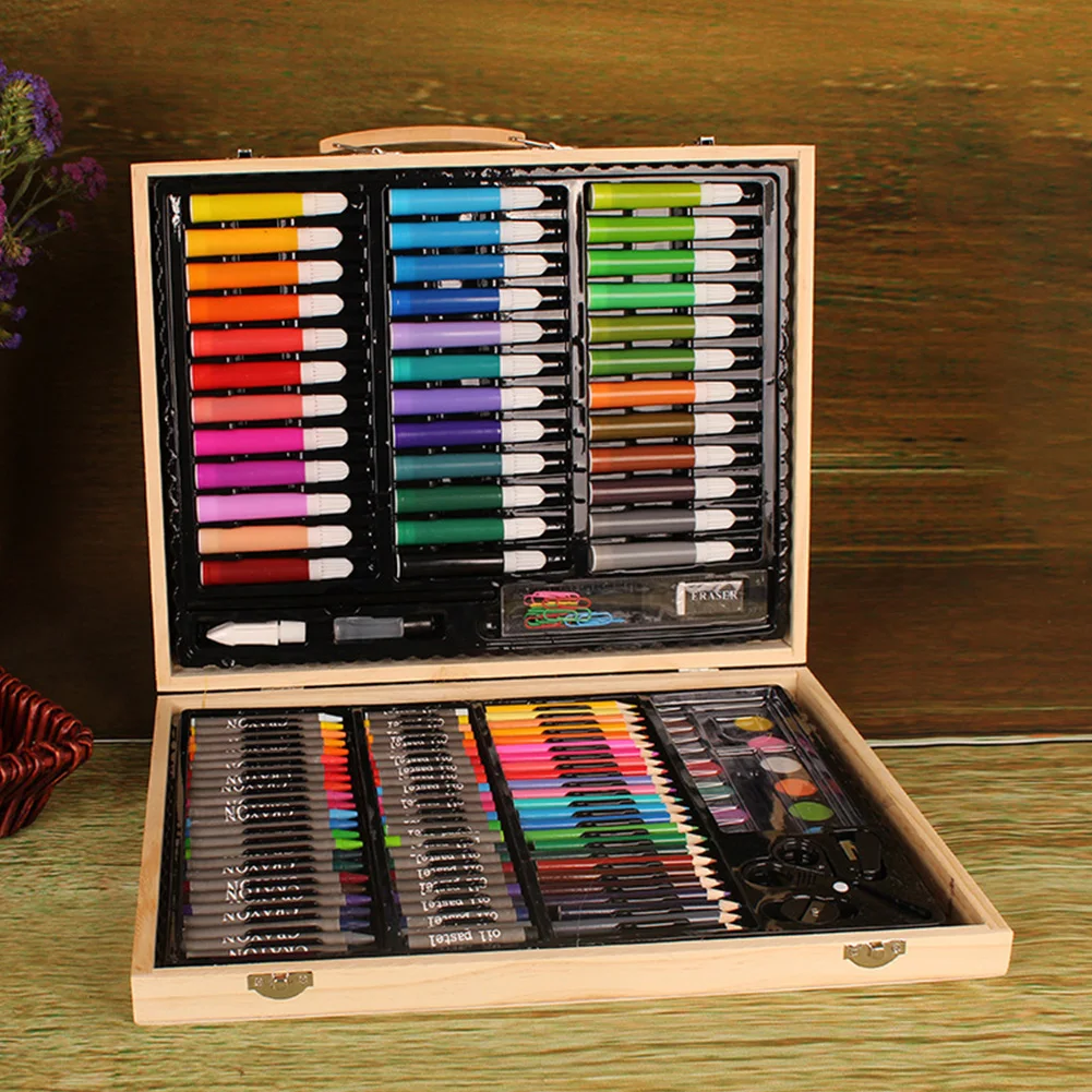 

88pcs/set Stationery DIY Calligraphy Wooden Box Flexible Tips Painting Tool Water Color Pen Brush Adults School Art Kids Gift