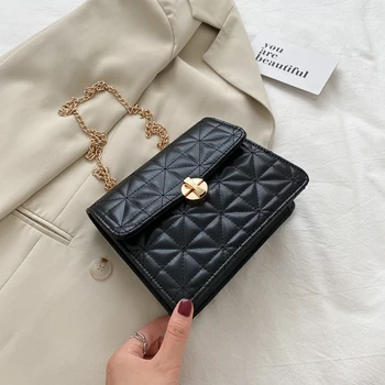 

PU Leather Crossbody Bag For Women 2020 Lattice Pattern Female Chain Shoulder Handbag Fashion Messenger Bag Lady Travel Handbags