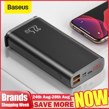 

Baseus 22.5W Power Bank 20000mAh External Battery Charger Support SCP Quick Charge 3.0 USB PD Fast Charging Powerbank For Phone