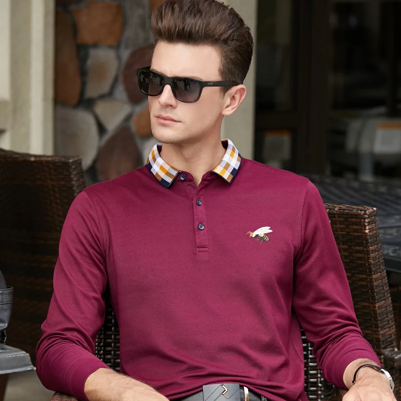 Новое поступление Высококачественная модная 3D вышитая рубашка поло мужские хлопковые рубашки-поло мужские повседневные деловые поло 8919