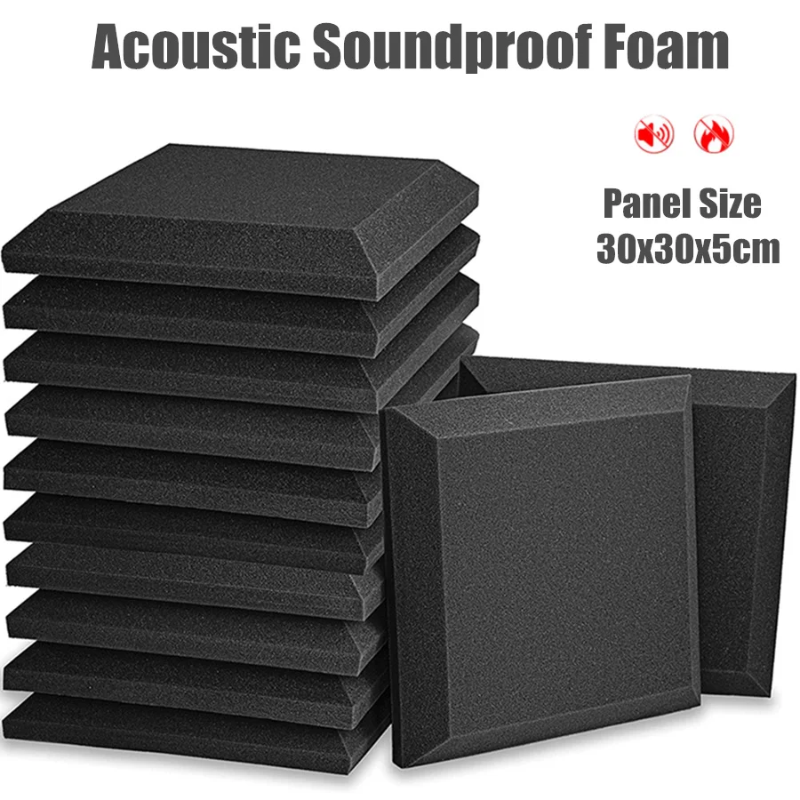 

10Pcs Block Soundproof Foam Panel Sound Absorbing Sponge Acoustic Wall Pad Wall Tiles for KTV Audio Studio Room 30x30x5cm