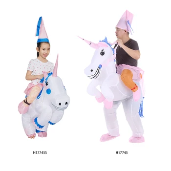 

2 Size Inflatable Costume Unicorn Costume Suit Blow Up Fancy Dress Party Halloween Inflatable Pegasus Outfit Jumpsuit