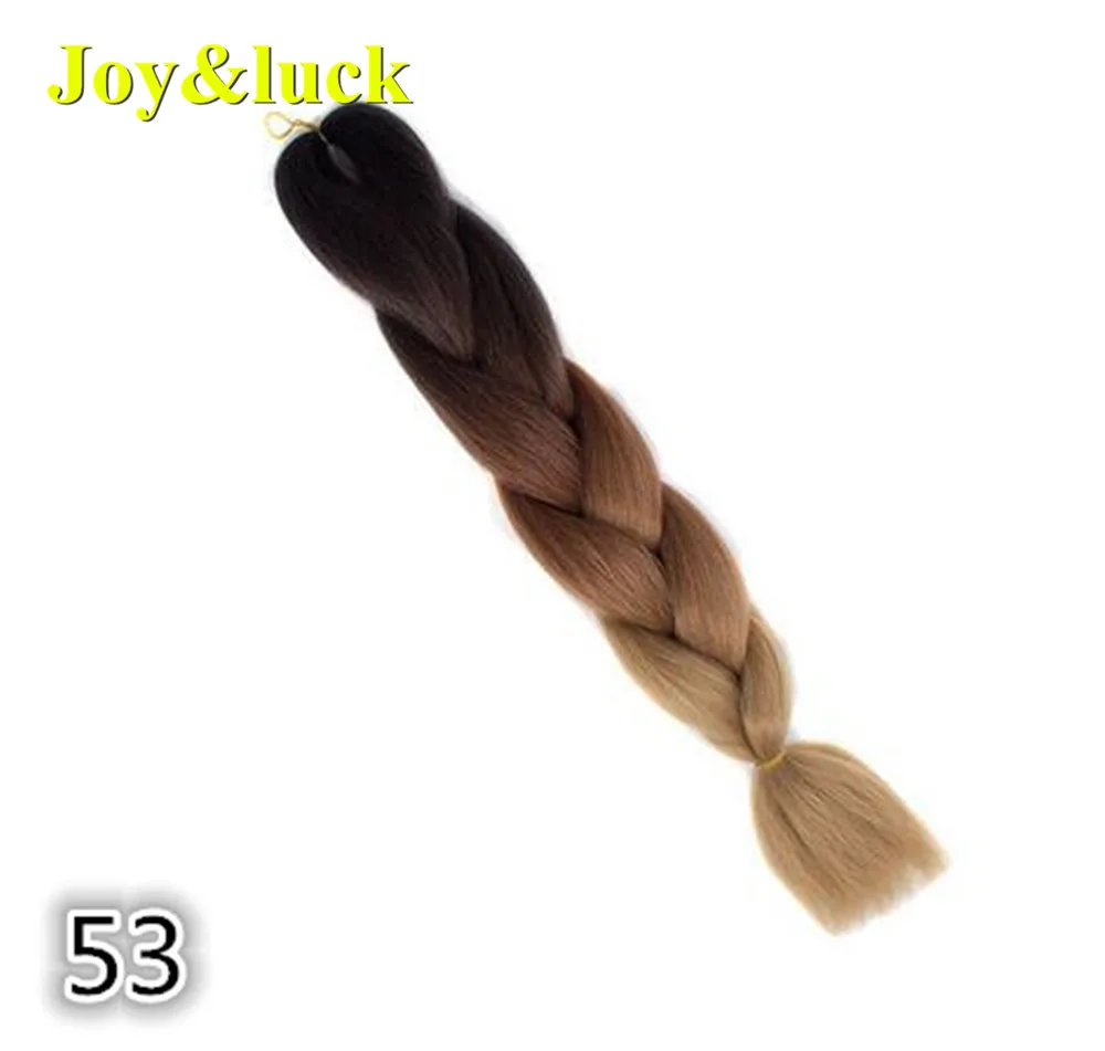 Joy&luck женские огромные косички 24 дюйма длинные трехцветные синтетические косички модные вязаные косички для наращивания волос - Цвет: 53