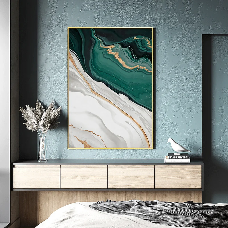 Abstract Green abstract marble canvas poster no frame gold art wall picture home design living aesthetic room decor no frame