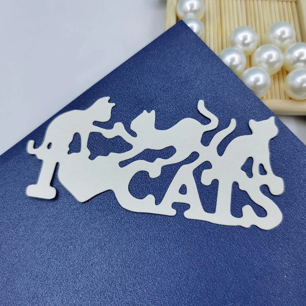 

I Love Cats Metal Cutting Dies Scrapbooking Embossing Folders for DIY Album Card Making Craft Stencil Greeting Photo Paper