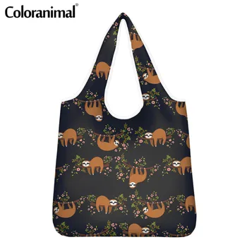 

Coloranimal Fashion Ladies Eco-Friendly Bags Shopping Bags Cute Sloth Print Large Shopper Bags Grocery Bags for Women Man Bolsos