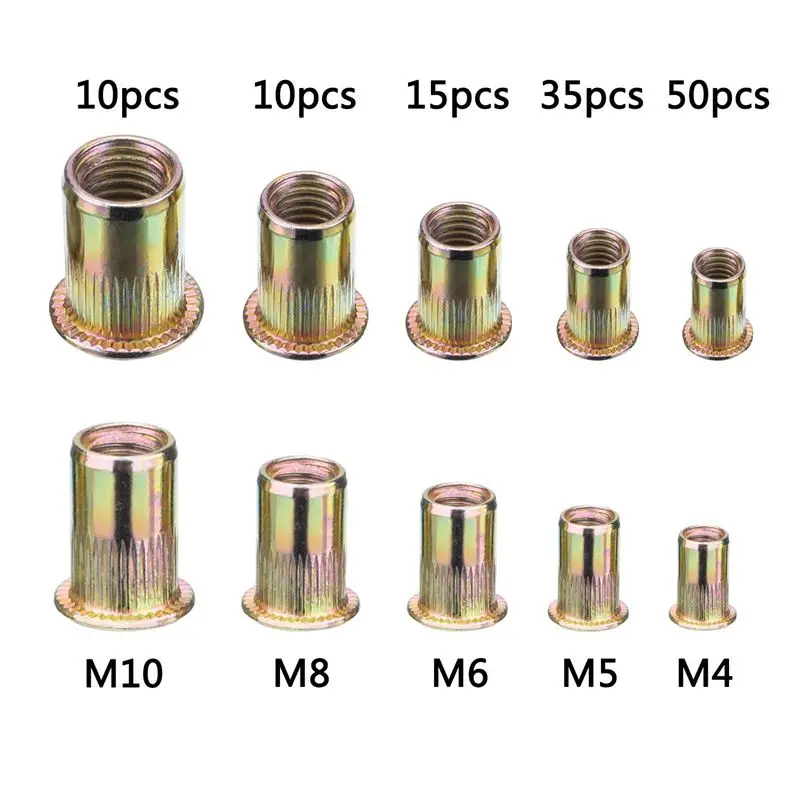 120 pièces MEYUEWAL Insert de rivet en acier au carbone zingué Nutsert M4 M5 M6 M8 M10 
