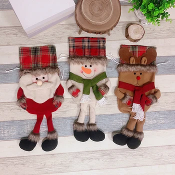 

New 3pcs/set Christmas Candy Bags Hanger for Tree Santa Reindeer Snowman Toy Gift Bags 2018 Christmas Decorations Ornaments for