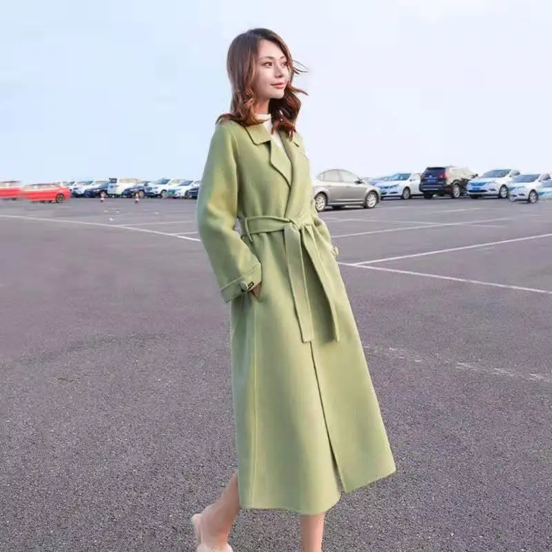 2020 Women Winter Wool Coat Jacket Female Spring Autumn Woolen Trench Coat Korean Loose Long Outwear Woman Vintage Plus Size XL