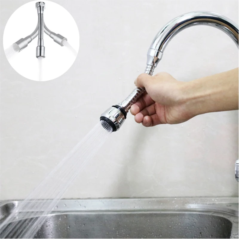 Grifo Flexible ajustable para cocina, alargador de ducha de baño, Ahorrador de agua a prueba de salpicaduras, rociador de fregadero 360, punta de filtro