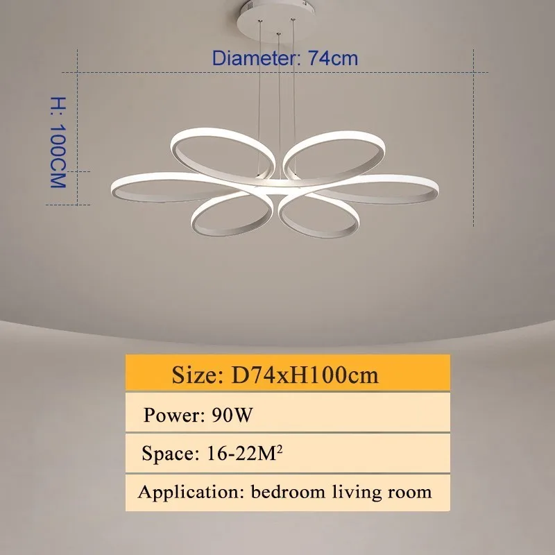 D74xH10CM 90W Современная светодиодная люстра, освещение для гостиной, спальни, столовой,кухни, люкс люстра, горячая продажаAC90v-260v 65 - Цвет корпуса: D74xH10CM 90W