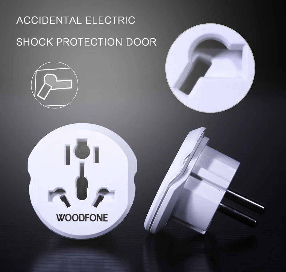 WOODFONE European Travel Plug Adapter Europe Power Adapter Universal US UA UK To EU 250V 16A Wall Socket Multiple european plug