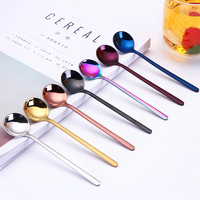 

304 Stainless Steel Coffee Spoon Small Round Dessert Coffee Tea Spoon Tableware
