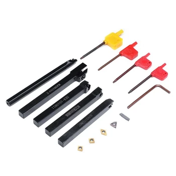 

5 Set 10mm Shank Lathe Boring Bar Turning Tool Holder Set with Carbide Inserts for Semi-Finishing and Finishing