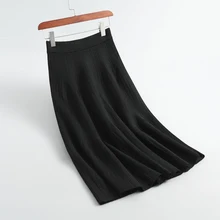 Осенняя и зимняя женская юбка Повседневная однотонная плиссированная трикотажная юбка