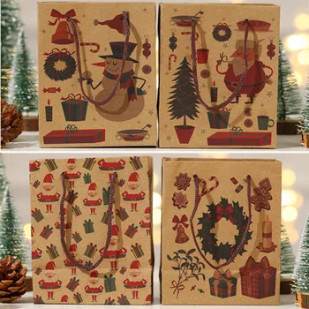 

New Year Christmas Stylish Hand-held Gift Bag Small Santa Claus Tote Bag Gift Bag Exquisite Kraft Paper Children Gift Bag Decor
