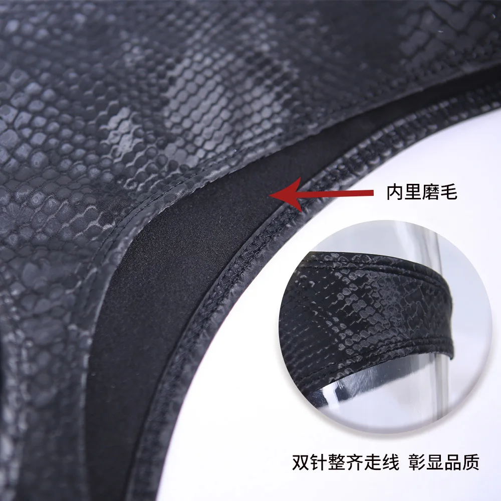 Women Lady Sexy Low Waist T-Crotch Shorts Stretchy Faux Leather Snake Patterned Skinny Stylish