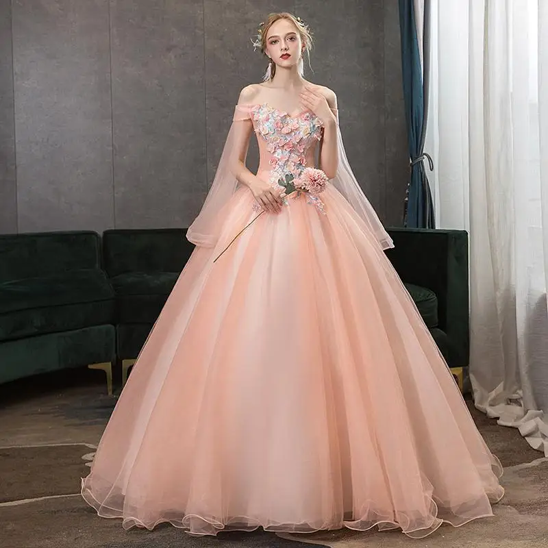 Бальные платья 15 лет Vestidos De 15 Anos с цветочной аппликацией, жемчугом, бирюзой, бальные платья, вечерние платья, сексуальные платья с v-образным вырезом и открытыми плечами - Цвет: SM909