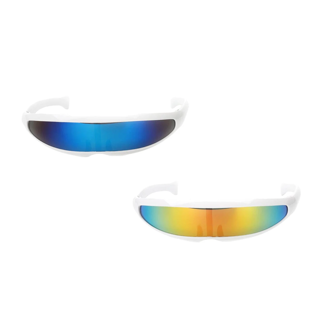 2 pcs Futuristic Mirrored Lens Narrow Cyclops Sunglasses Eyewear Glasses Costume Props 2 pcs Futuristic Mirrored Lens Narrow Cyclops Sunglasses Eyewear Glasses Costume Props